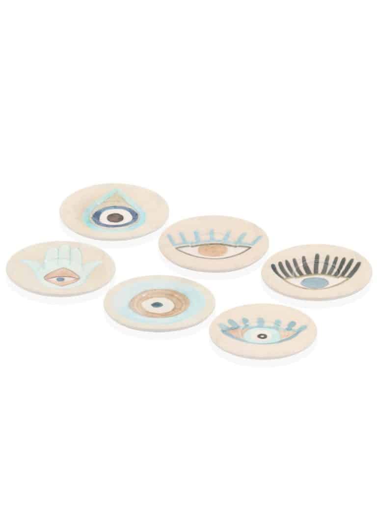 Coffee Plate, New Ceramic, Amulet, Set of 6, 13 cm