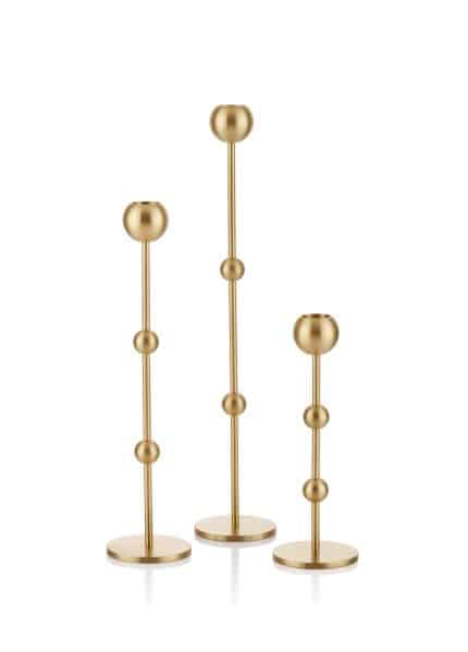 Candle Holder, Pure Brass, Brass, Set of 3, 34 cm