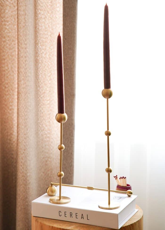 Candle Holder, Pure Brass, Brass, Set of 3, 34 cm