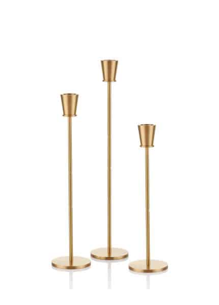 Candle Holder, Pure Brass, Brass, Set of 3, 32 cm