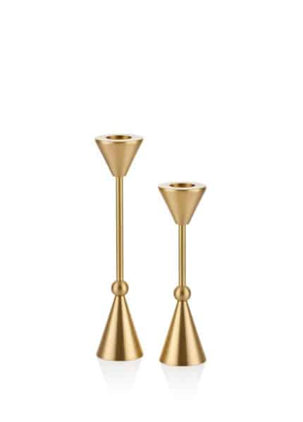 Candle Holder, Pure Brass, Brass, Set of 2, 22 cm