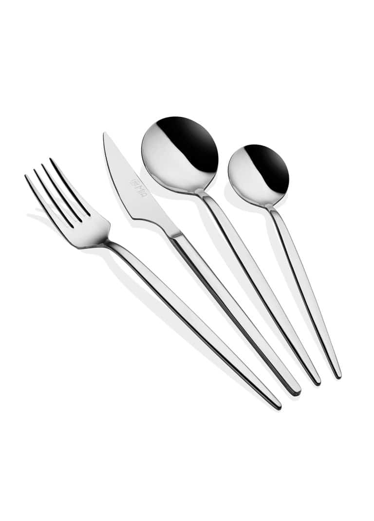 Cutlery Set, 18/10 Stainless Steel, Set of 24, Silver