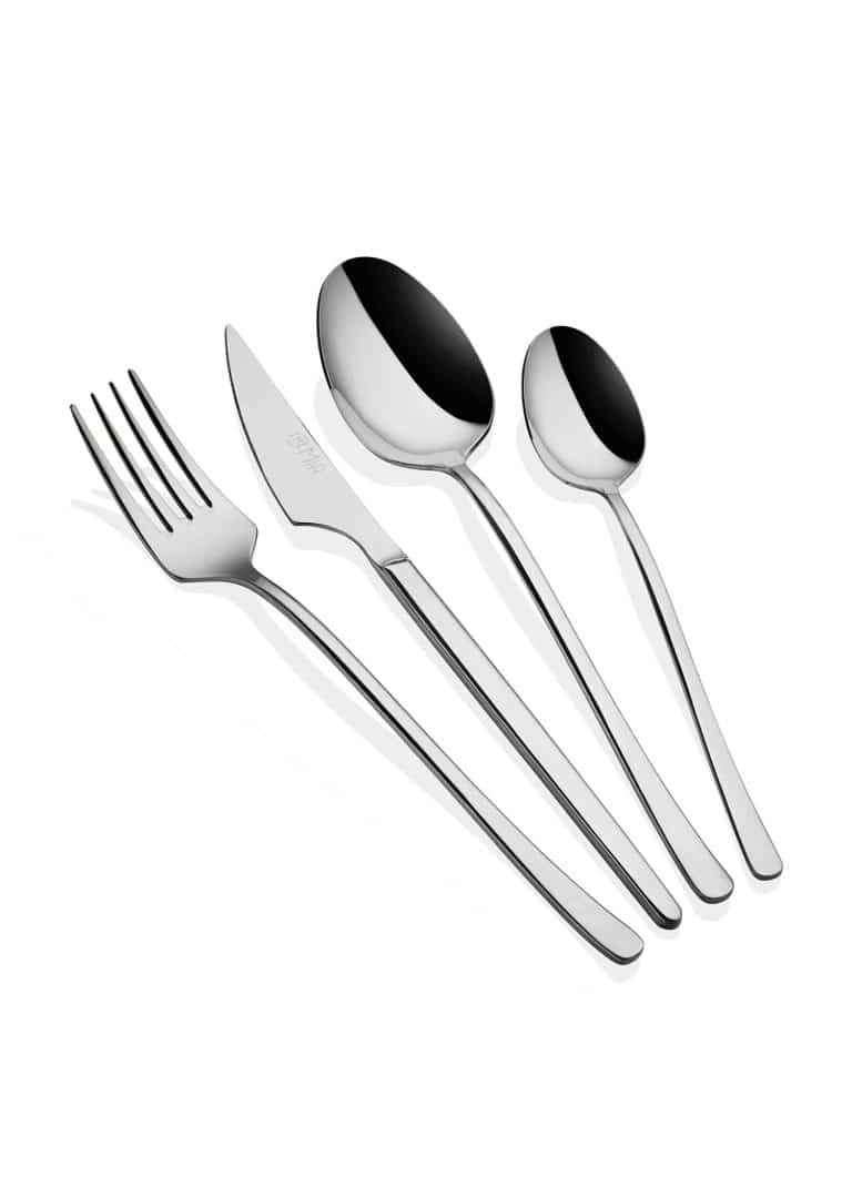 Cutlery Set, 18/10 Stainless Steel, Set of 24, Silver