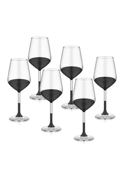 Wine Glass, Dark, Set of 6, Black