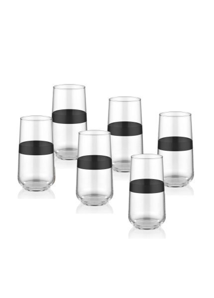 Long Water Glass, Dark, Set of 6, Black