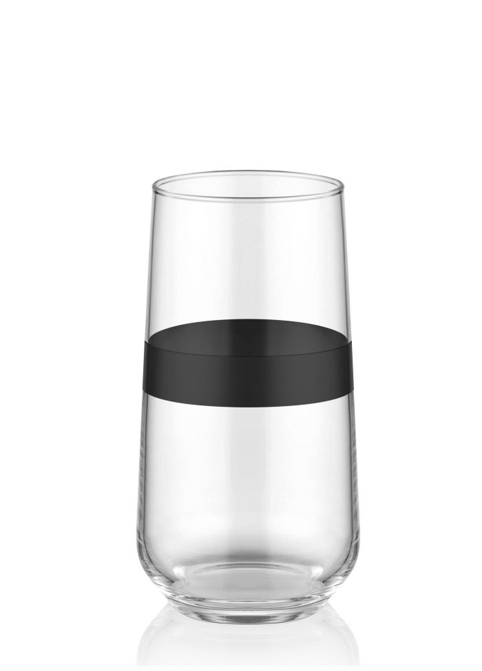 Long Water Glass, Dark, Set of 6, Black