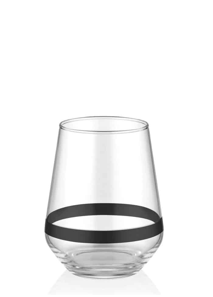 Short Water / Whiskey Glass, Dark, Set of 6, Black