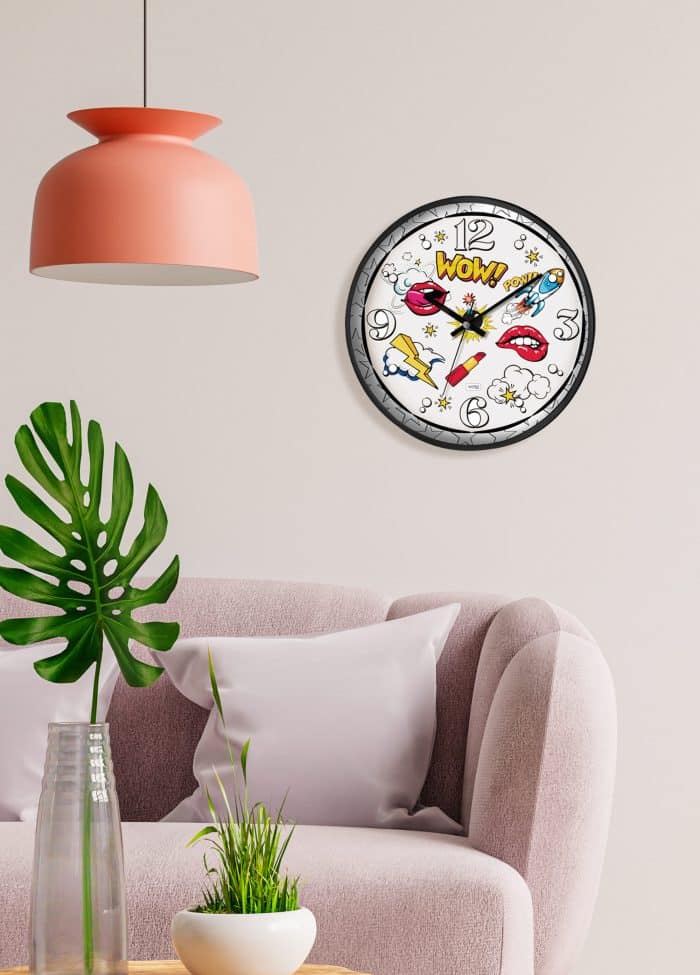 Wall Clock, Plastic and Glass, Pop Art, 30 cm