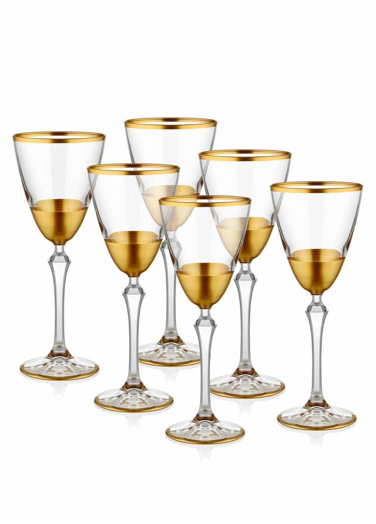 Wine Glass, Glam, Set of 6, Gold