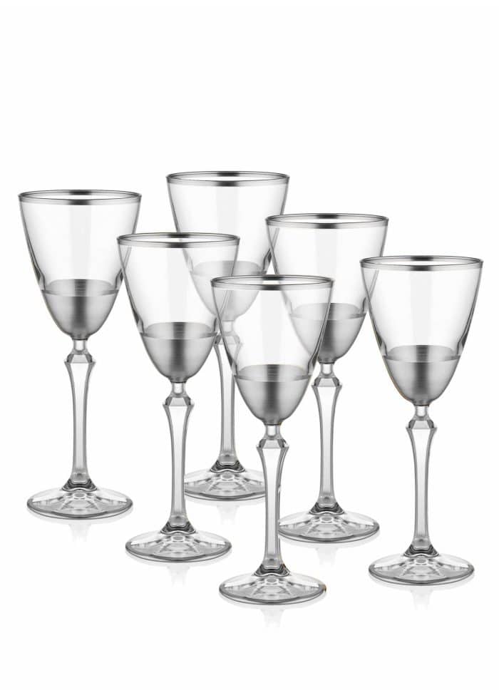 Wine Glass, Glam, Set of 6, Silver