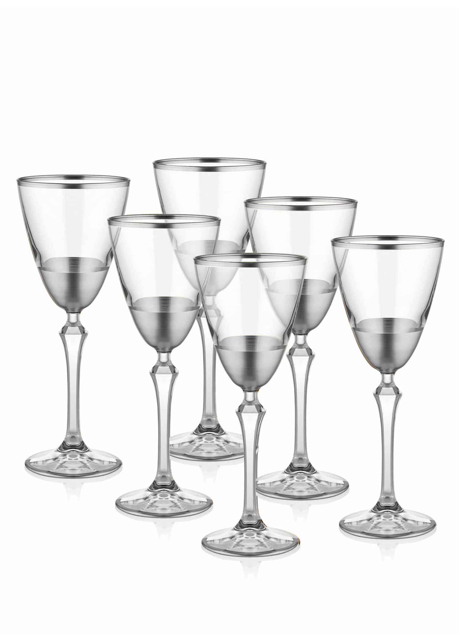 Wine Glass, Glam, Set of 6, Silver