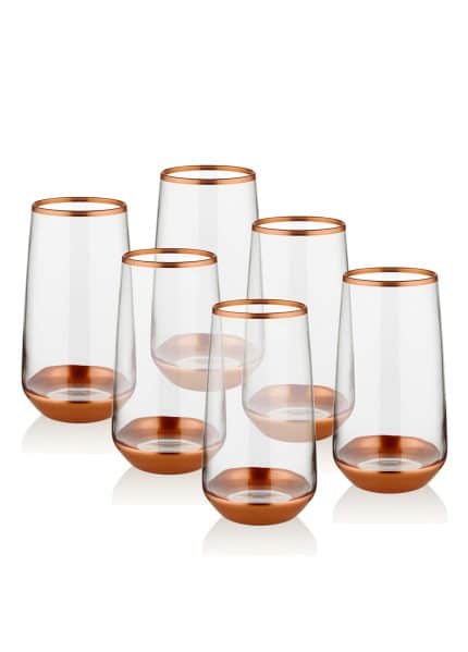 Long Water Glass, Glam, Set of 6, Copper