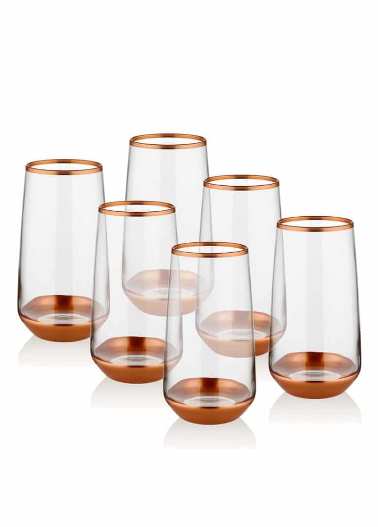 Long Water Glass, Glam, Set of 6, Copper