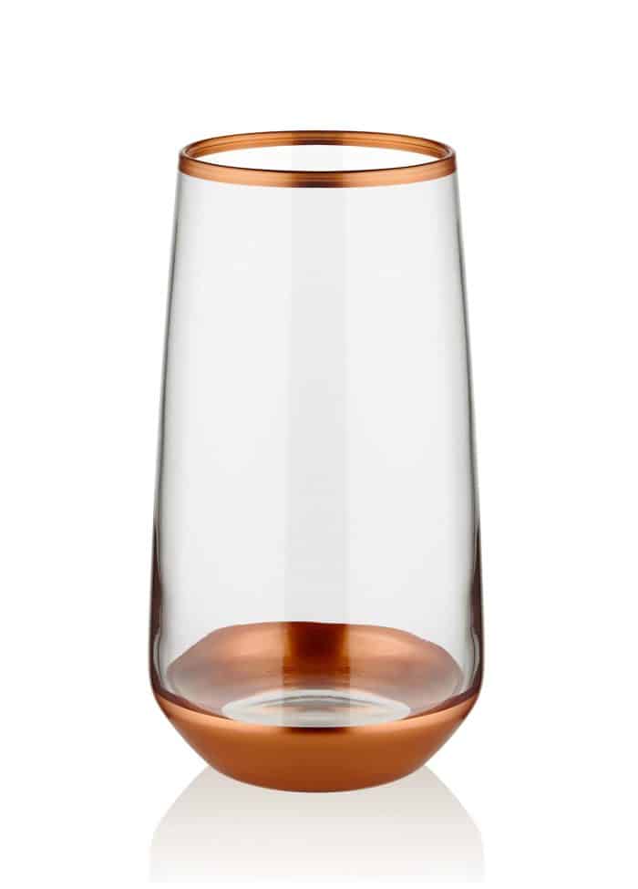 Long Water Glass, Glam, Set of 6, Copper