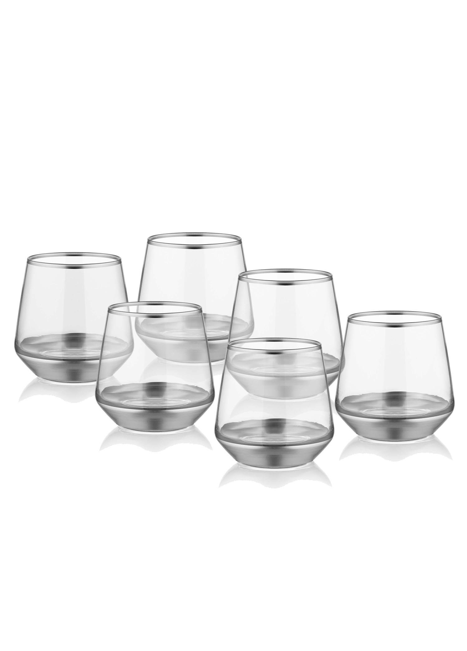 Short Water / Whiskey Glass, Glam, Set of 6, Silver