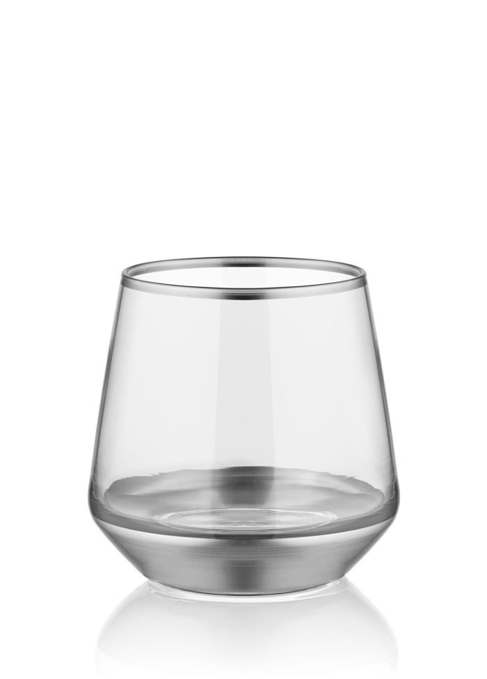 Short Water / Whiskey Glass, Glam, Set of 6, Silver