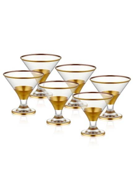 Ice Cream Bowl, Glass, Glam, Set of 6, 11 cm, Gold