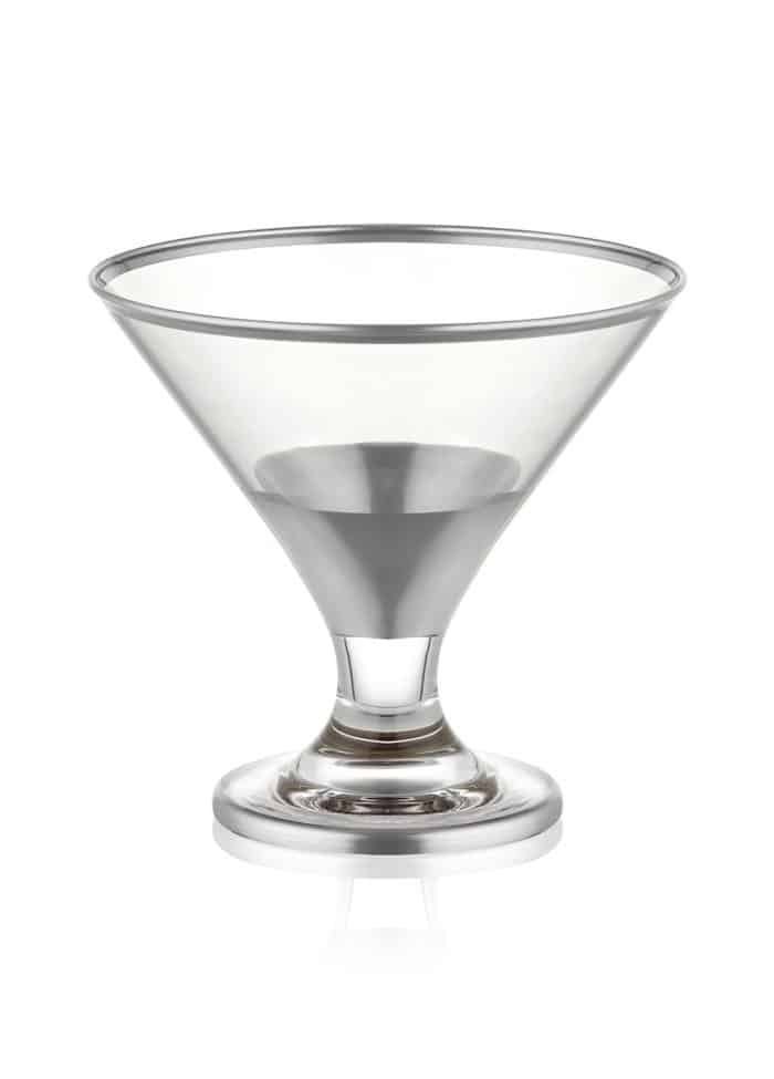 Ice Cream Bowl, Glass, Glam, Set of 6, 11 cm, Silver