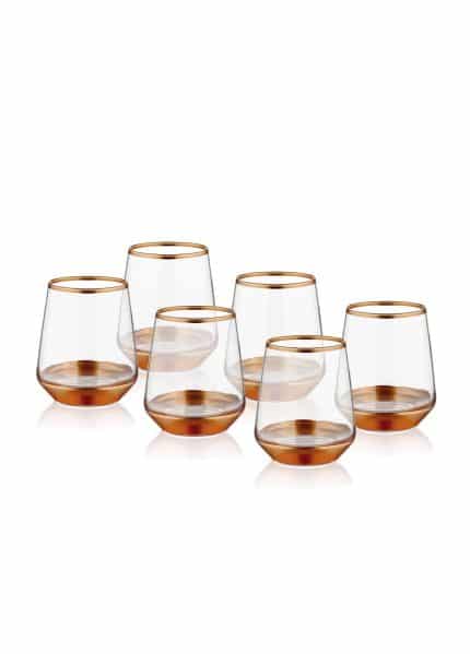 Short Water / Whiskey Glass, Glam, Set of 6, Copper