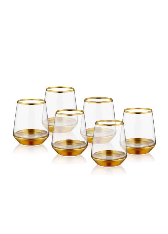 Short Water / Whiskey Glass, Glam, Set of 6, Gold