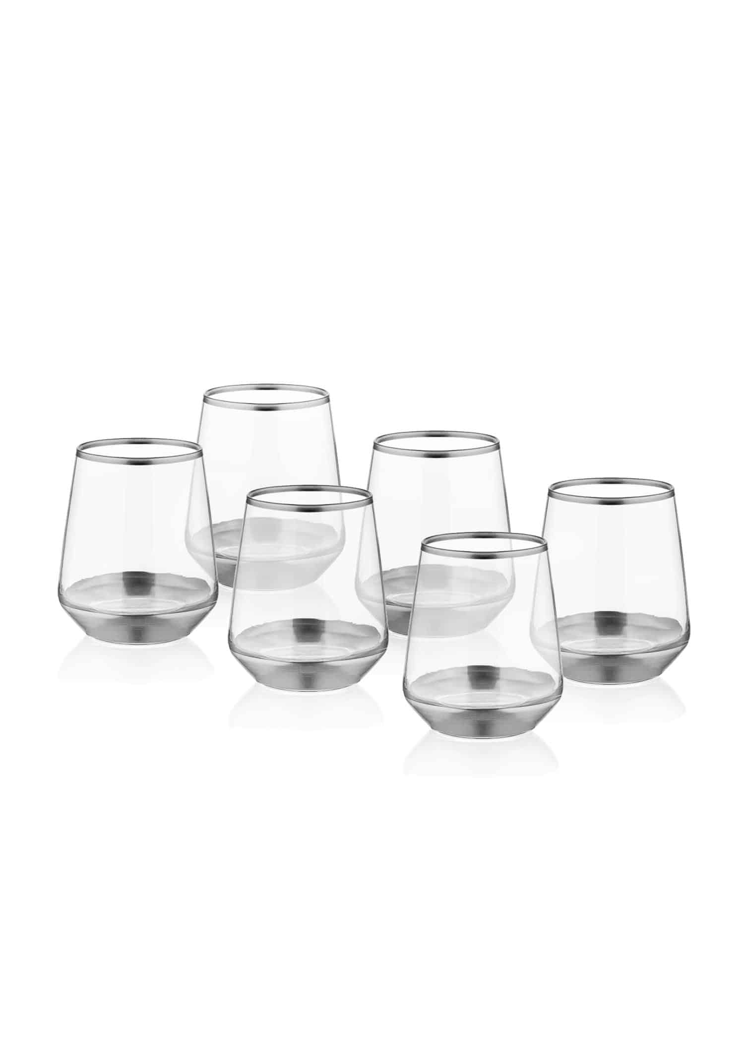 Short Water / Whiskey Glass, Glam, Set of 6, Silver