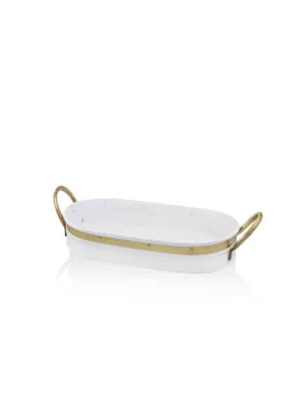 Serving Tray, Galvanized Steel, Galvin, 54x23 cm, White