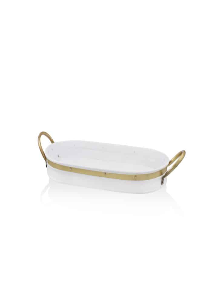 Serving Tray, Galvanized Steel, Galvin, 54x23 cm, White