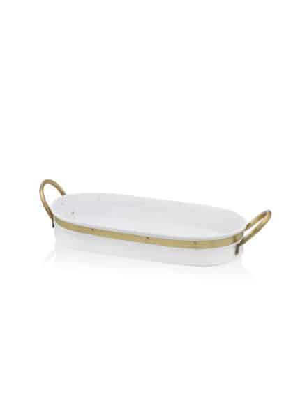 Serving Tray, Galvanized Steel, Galvin, 66x32 cm, White