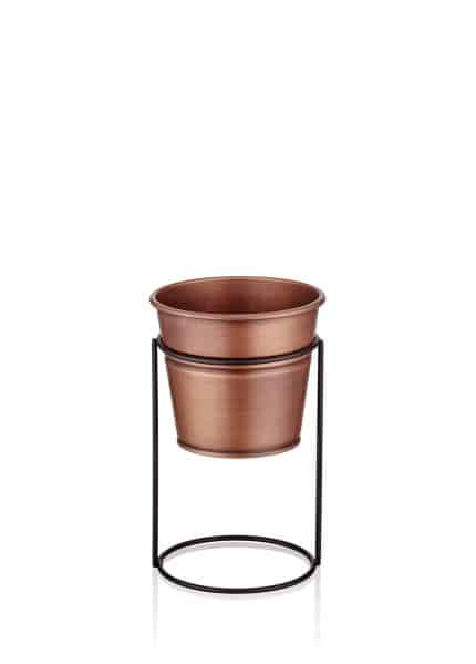 Pot with Stand, Galvanized Steel, 21 cm, Copper