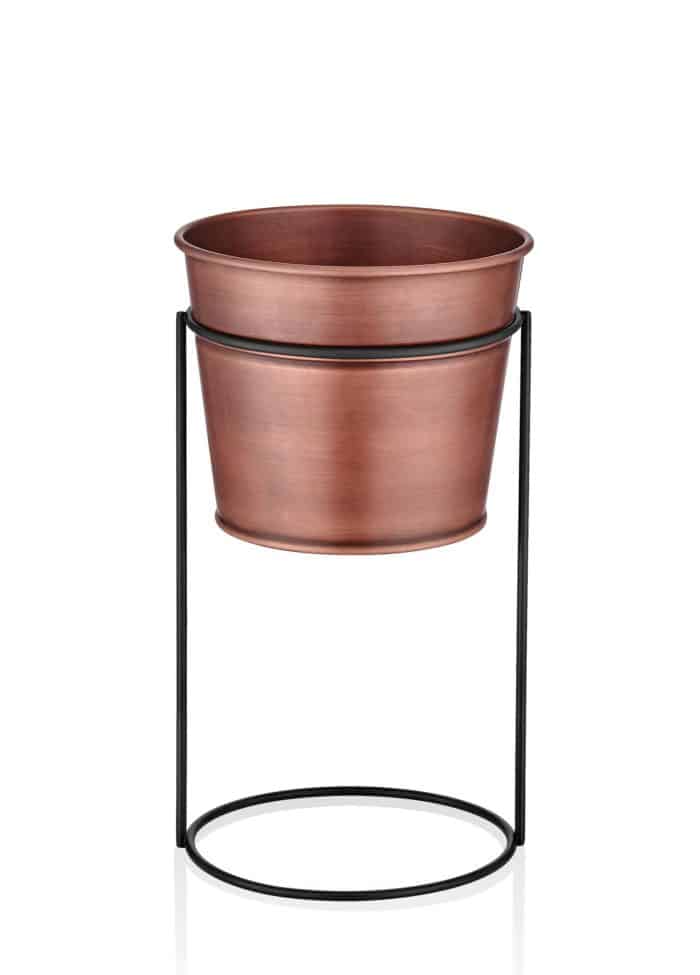 Pot with Stand, Galvanized Steel, 30 cm, Copper