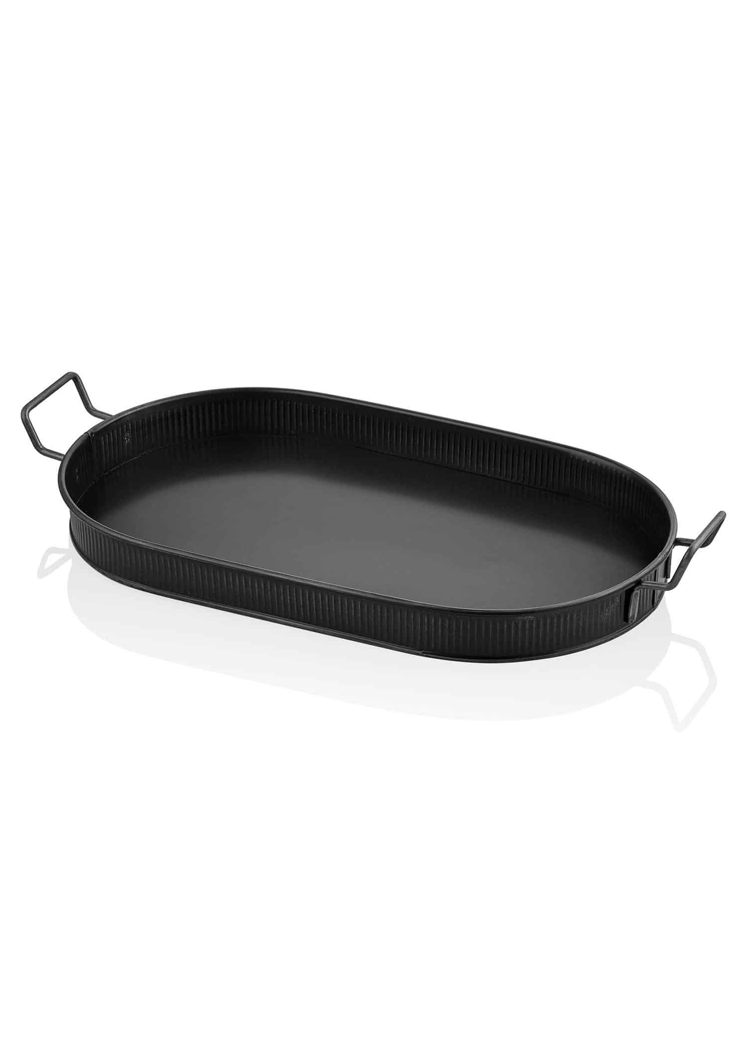 Serving Tray, Galvanized Steel, 66x32 cm, Black