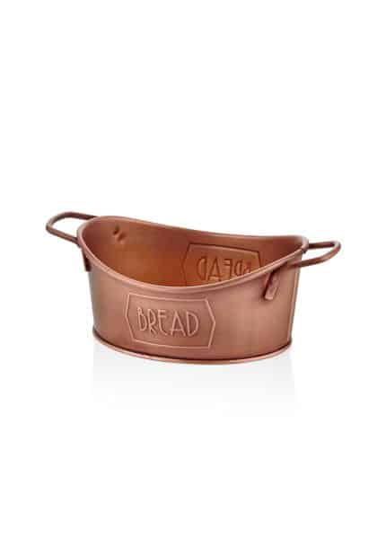 Bread Serving Basket, Galvanized Steel, 6x23x14 cm, Copper