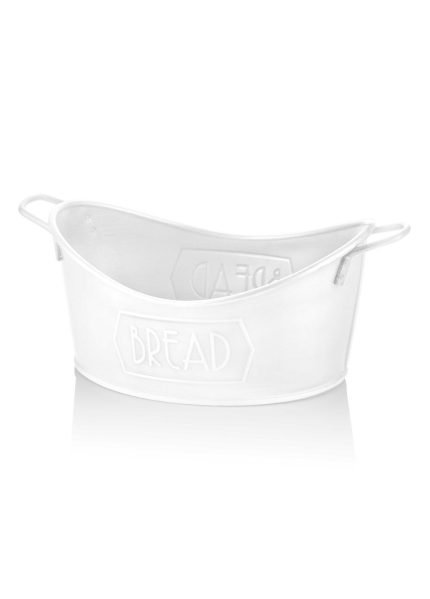 Bread Serving Basket, Galvanized Steel, 8x28x17 cm, White