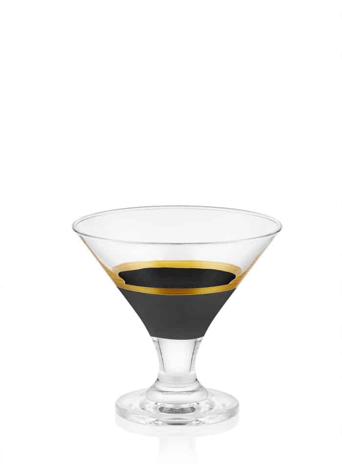 Ice Cream Bowl, Glass, Glow, Set of 6, 10.5 cm, Black & Gold