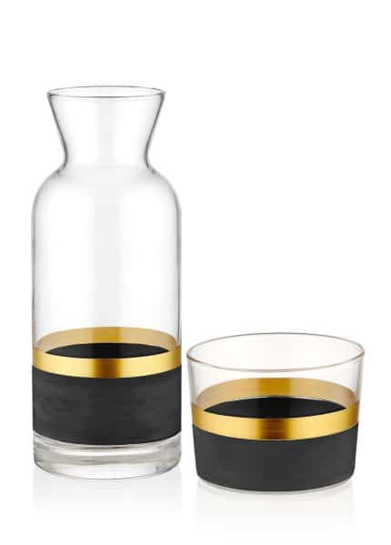 Pitcher with Glass, Glow, Set of 2, Black & Gold