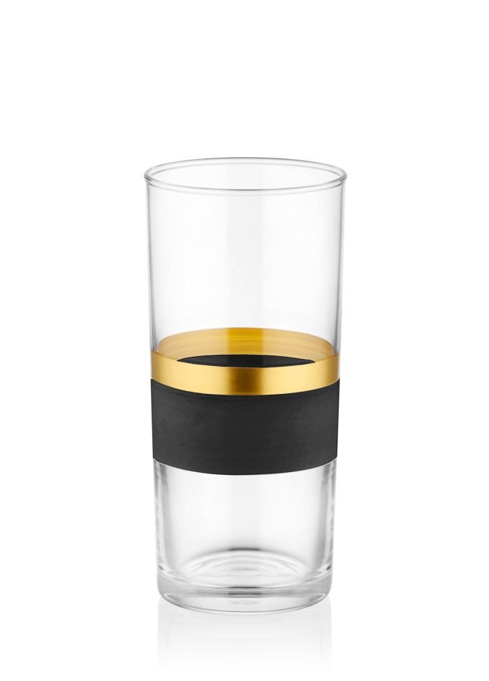 Raki Glass, Glow, Set of 6, Black & Gold