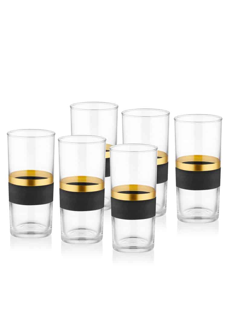 Raki Glass, Glow, Set of 6, Black & Gold