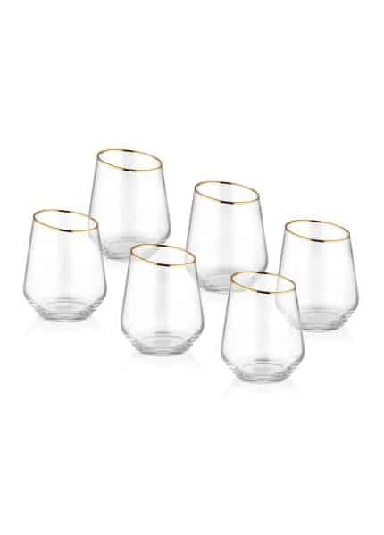 Short Water / Whiskey Glass, Gina, Set of 6, Gold