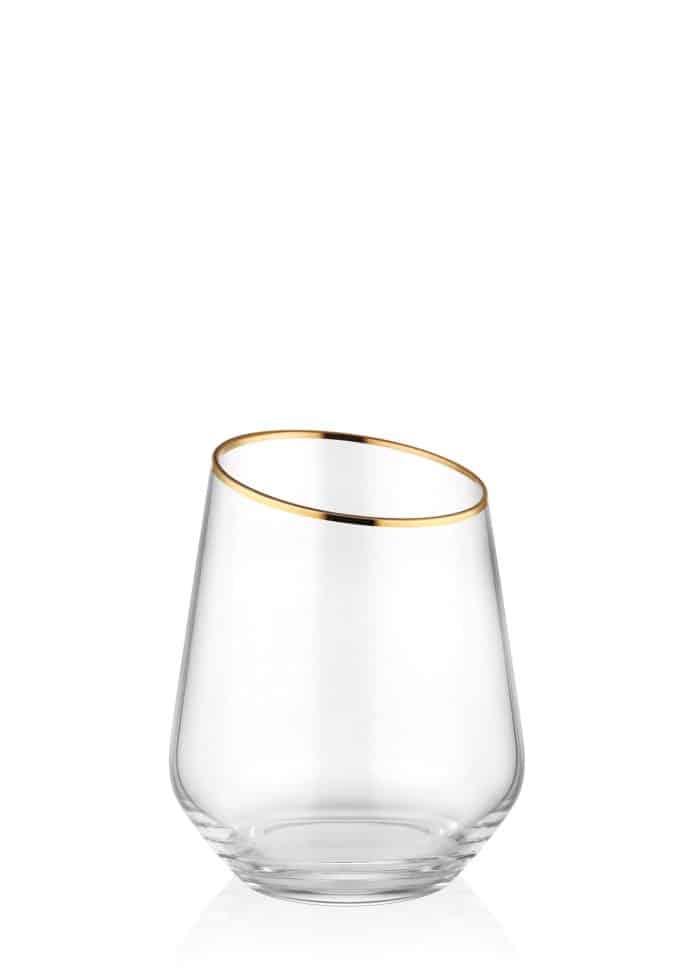 Short Water / Whiskey Glass, Gina, Set of 6, Gold