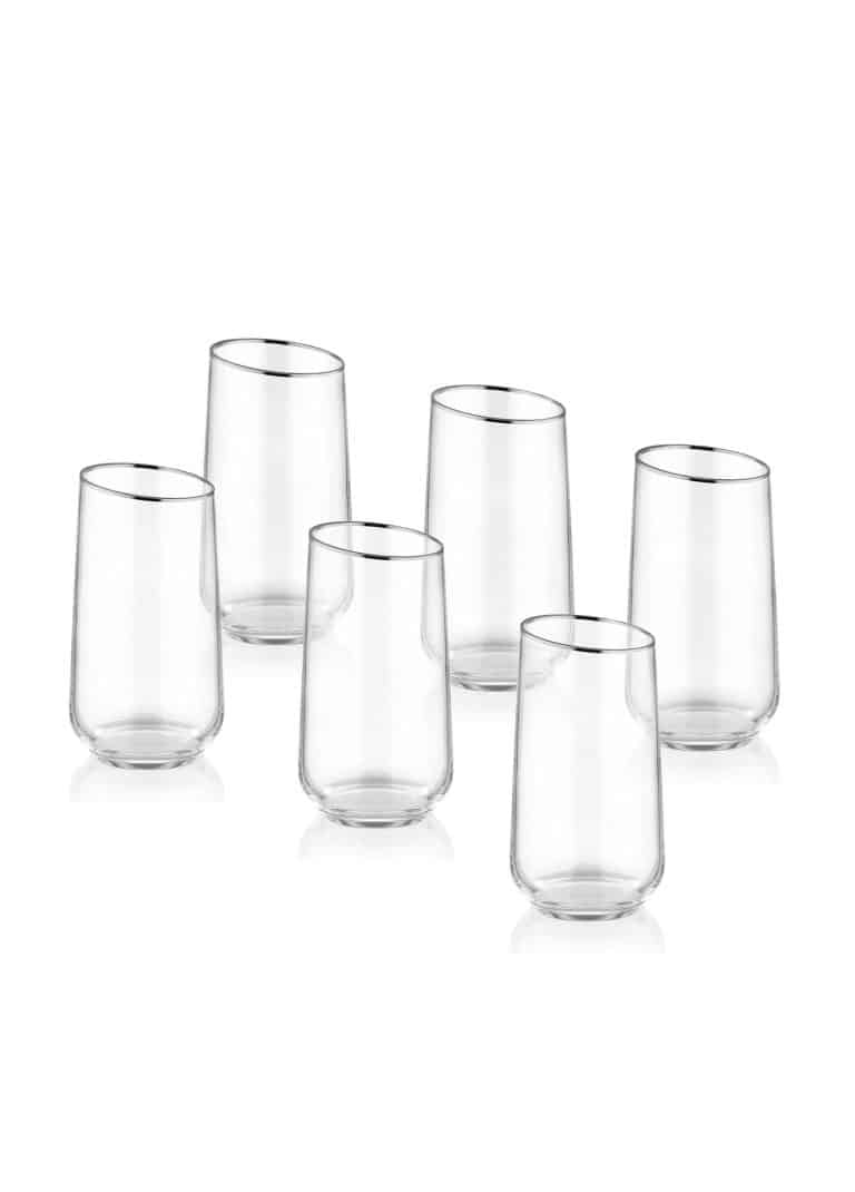 Long Water Glass, Gina, Set of 6, Silver