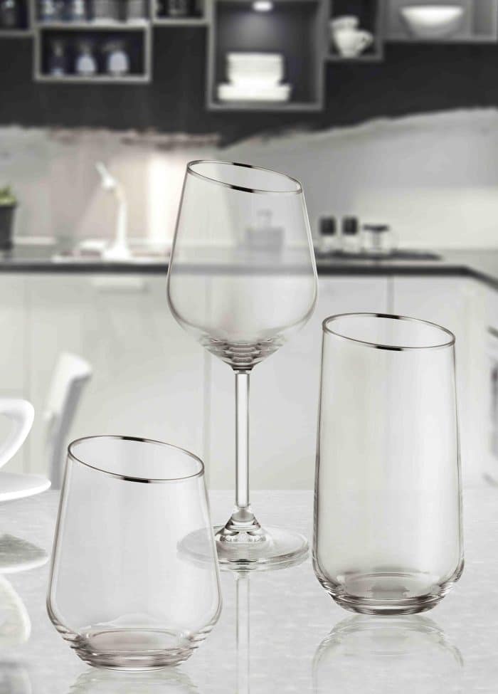 Long Water Glass, Gina, Set of 6, Silver