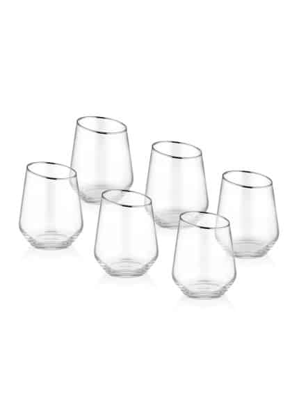 Short Water / Whiskey Glass, Gina, Set of 6, Silver