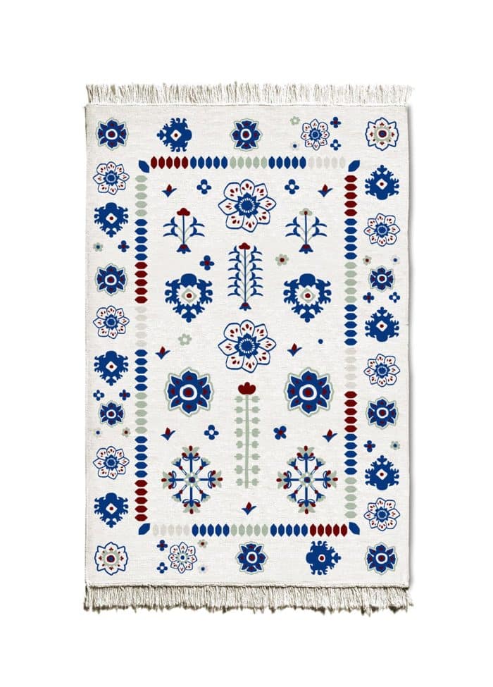 Double-Sided Rug, Cotton & Polyester Blend, 80x120 cm