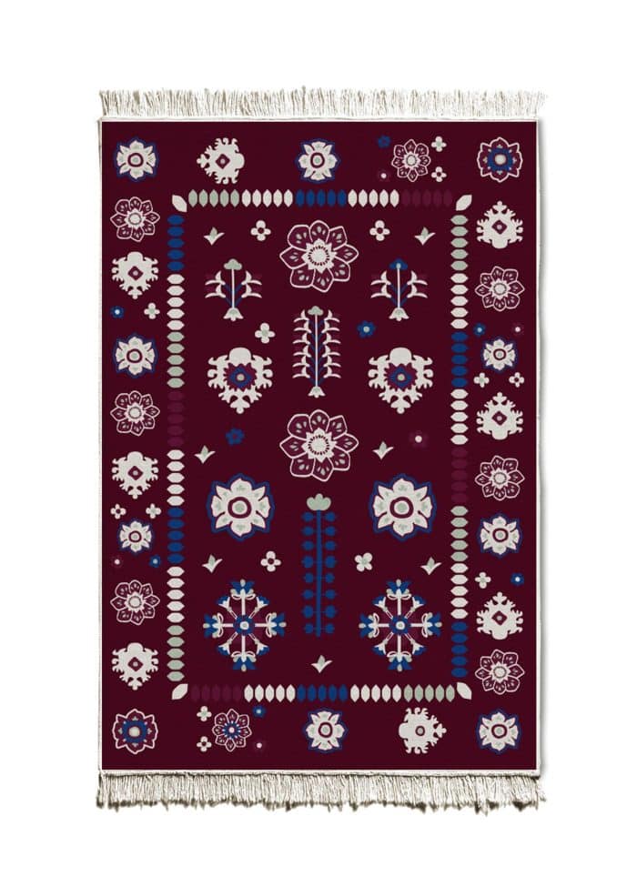 Double-Sided Rug, Cotton & Polyester Blend, 80x120 cm