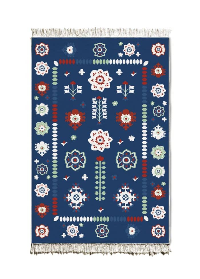 Double-Sided Rug, Cotton & Polyester Blend, 80x120 cm