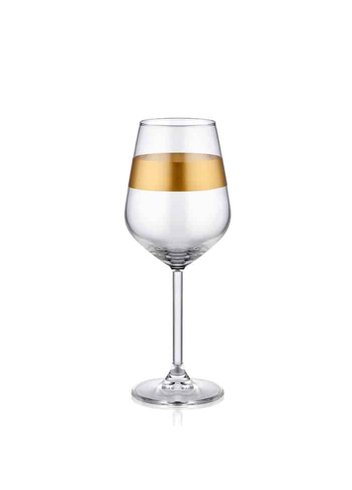 Wine Glass, Lines, Set of 6, Gold