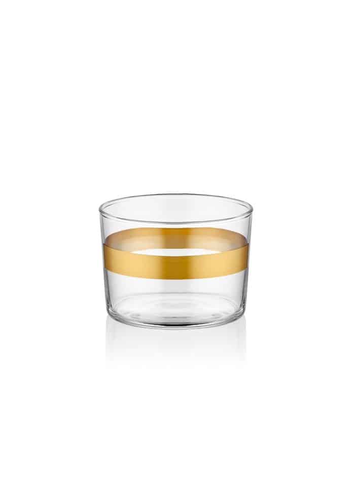 Small Bowl, Glass, Lines, Set of 3, 8 cm, Gold