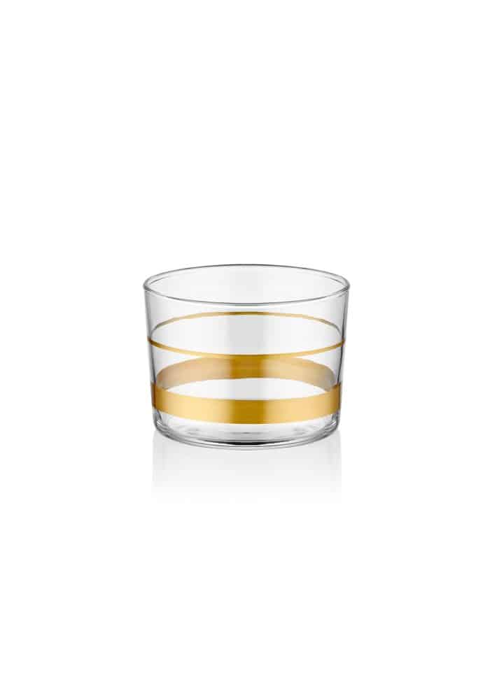 Small Bowl, Glass, Lines, Set of 3, 8 cm, Gold