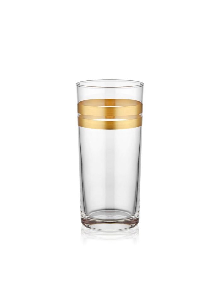 Raki Glass, Lines, Set of 6, Gold