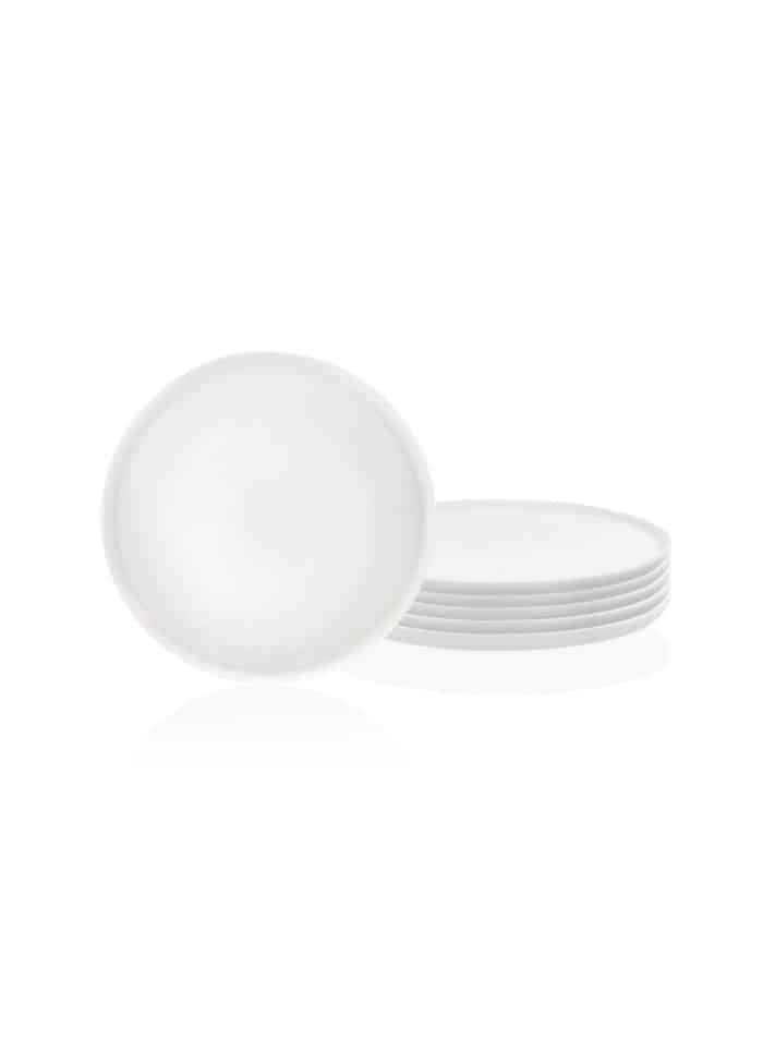 Dessert Plate, Bone Porcelain, Luz, Set of 6, 20 cm, White